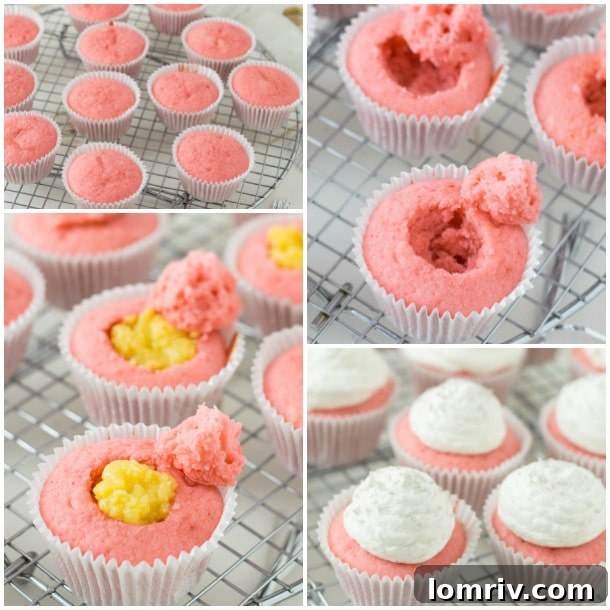 Three pink champagne cupcakes arranged beautifully, highlighting the elegant presentation of this festive sweet treat.
