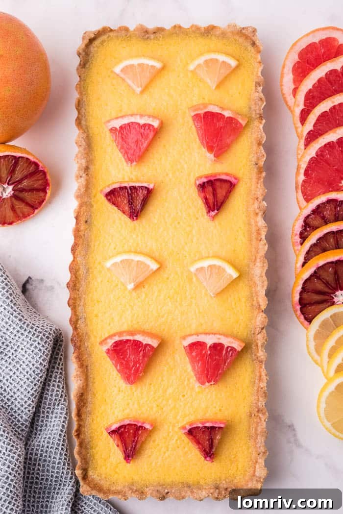 Winter Citrus Tart with fresh citrus slices