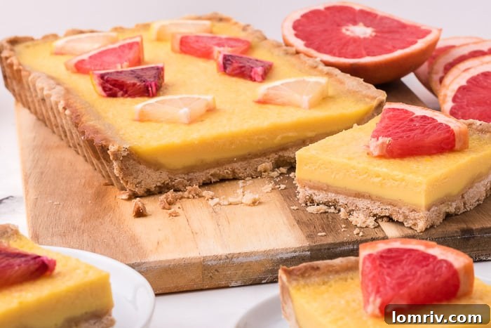 Winter Citrus Tart on a wooden surface