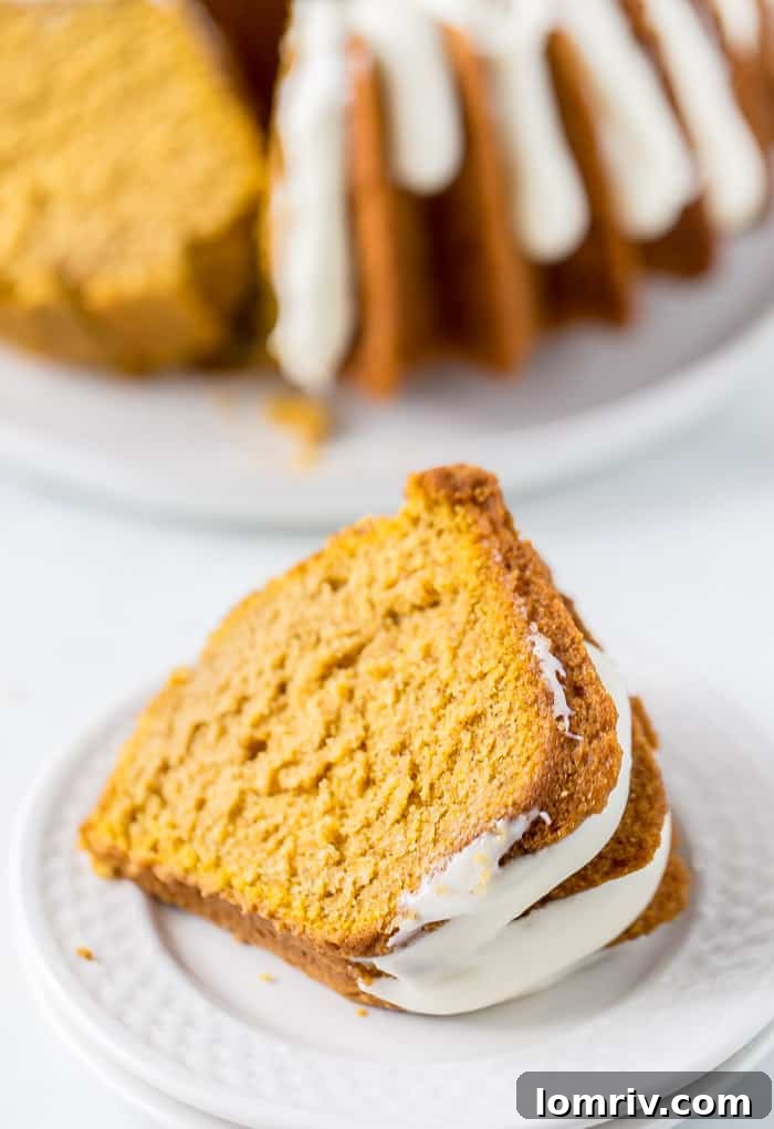 Pumpkin Bundt Cake Ready to Serve with Frosting