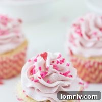 Vanilla Cupcakes with Strawberry Mascarpone Frosting