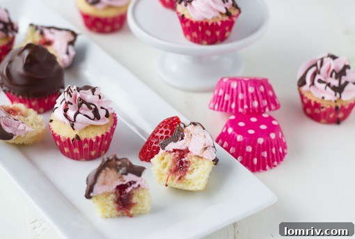 Components of Mini Chocolate Covered Strawberry Cupcakes