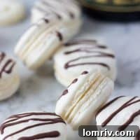Irish Cream Macarons with chocolate drizzle
