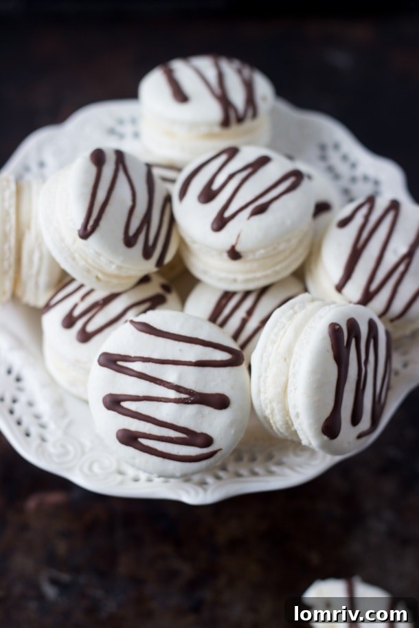 Stacked Irish Cream Macarons on a plate, ready to be served