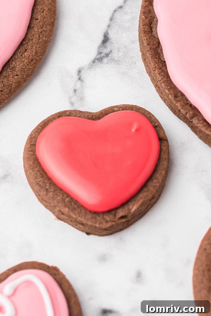 Delicious Valentine's Day Chocolate Heart Cookies decorated