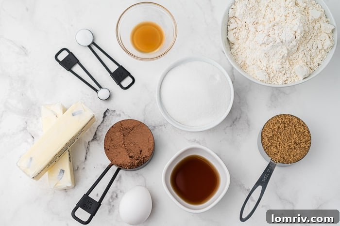 Ingredients for Easy Valentine's Day Chocolate Heart Cookies