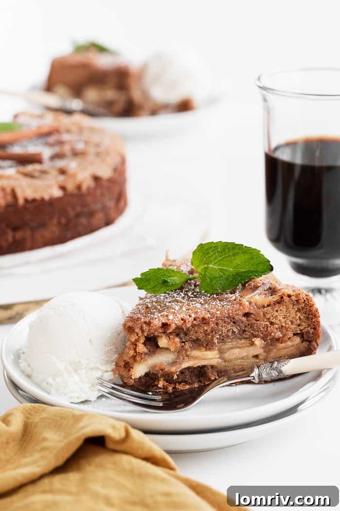 Brown Butter Ginger Apple Torte with a fork