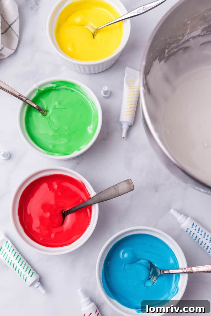 Beautifully Colored Royal Icing Ready for Decorating