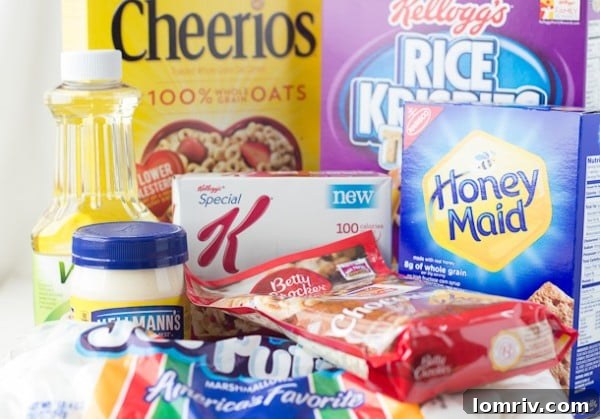 Ingredients for Rice Krispie Treats including cereal, oil, and mayonnaise from Walmart