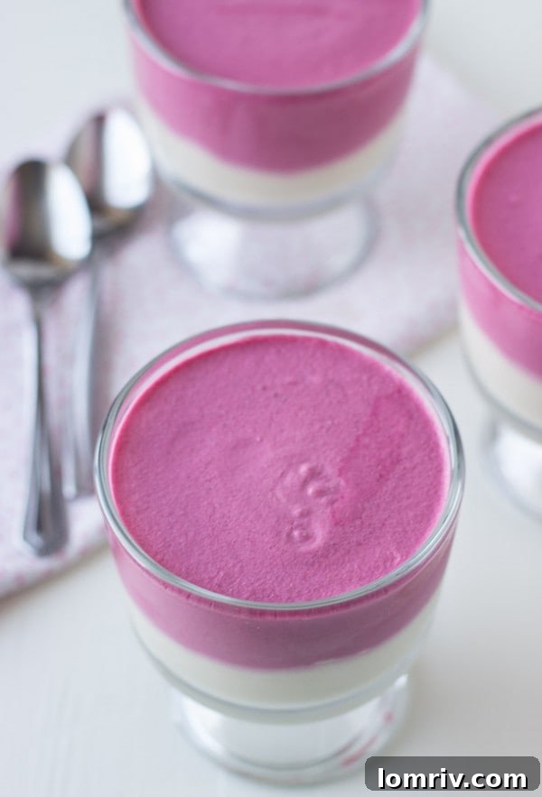 Beets Panna Cotta in beautiful dessert cups