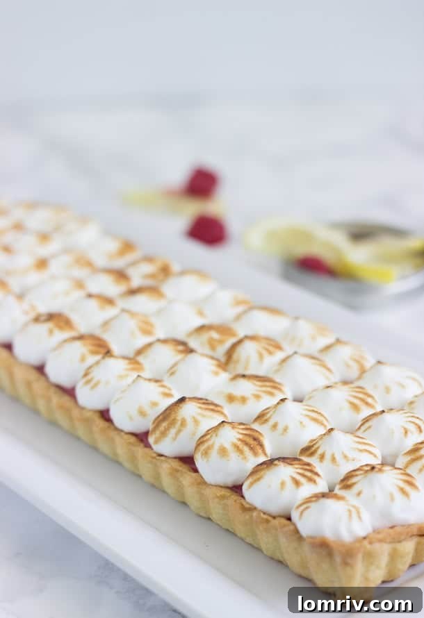 Raspberry Lemon Meringue Tart - A buttery pastry crust filled with sweet and tart raspberry lemon curd and topped with a fluffy toasted meringue, perfect for summer entertaining.