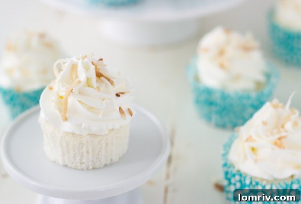 Delicious and moist Coconut Angel Food Cupcakes ready for frosting
